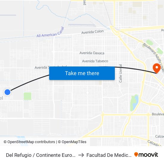 Del Refugio / Continente Europeo to Facultad De Medicina map