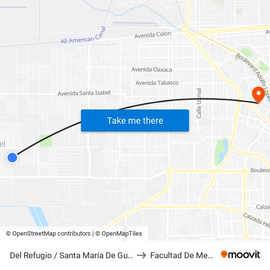 Del Refugio / Santa María De Guadalupe to Facultad De Medicina map