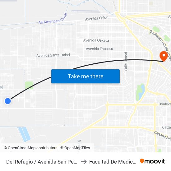 Del Refugio / Avenida San Pedro to Facultad De Medicina map