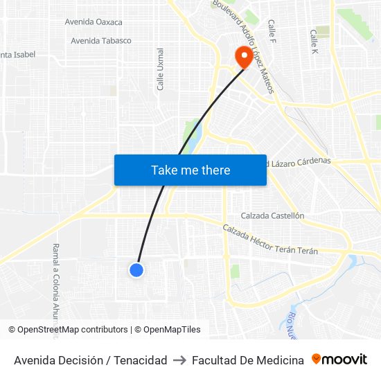 Avenida Decisión / Tenacidad to Facultad De Medicina map