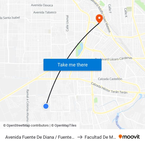 Avenida Fuente De Diana / Fuente De La Alegría to Facultad De Medicina map
