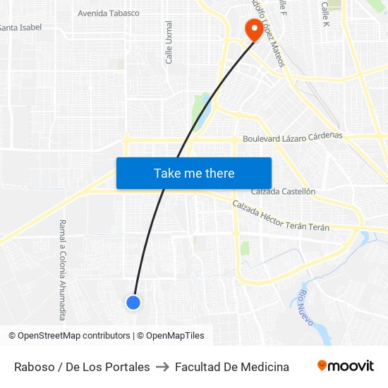 Raboso / De Los Portales to Facultad De Medicina map