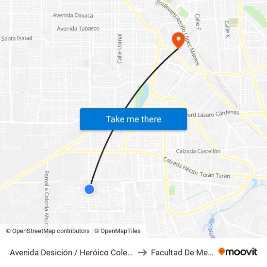 Avenida Desición / Heróico Colegio Militar to Facultad De Medicina map