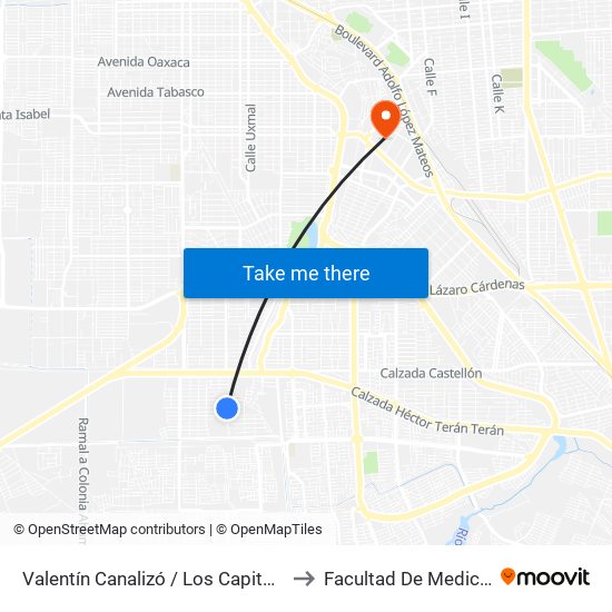 Valentín Canalizó / Los Capitanes to Facultad De Medicina map