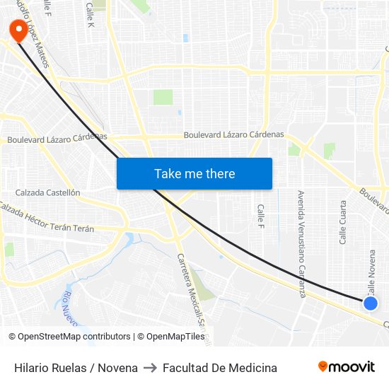 Hilario Ruelas / Novena to Facultad De Medicina map