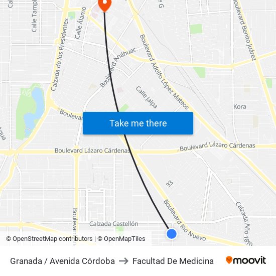 Granada / Avenida Córdoba to Facultad De Medicina map