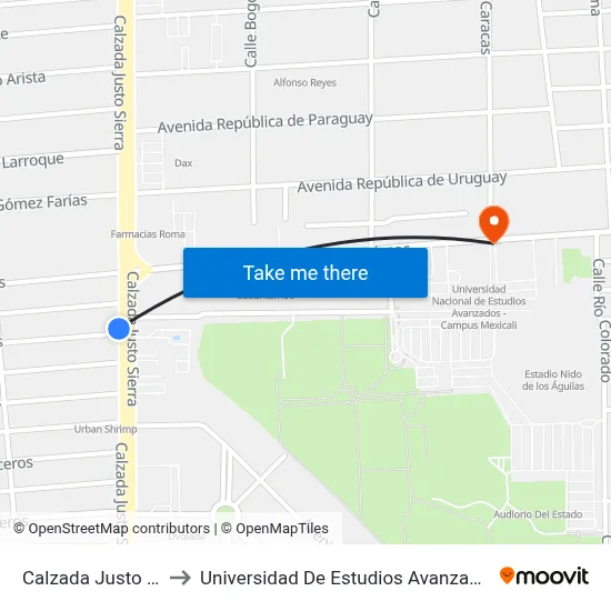 Calzada Justo Sierra, 950_1 to Universidad De Estudios Avanzados Campus Cuauhtemoc map