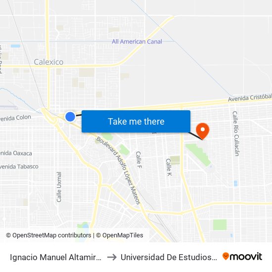 Ignacio Manuel Altamirano / Avenida Francisco Madero to Universidad De Estudios Avanzados Campus Cuauhtemoc map