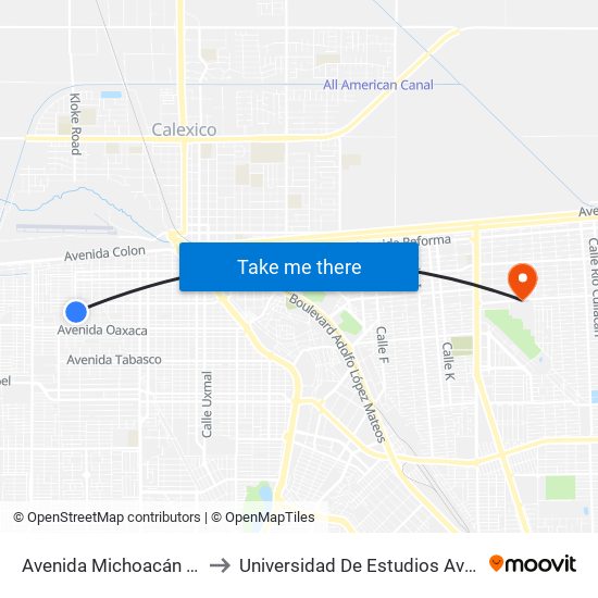 Avenida Michoacán / Bahía De Los Ángeles to Universidad De Estudios Avanzados Campus Cuauhtemoc map