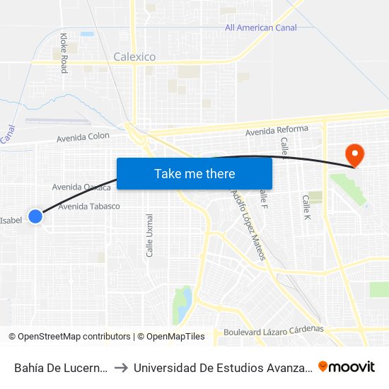 Bahía De Lucerna / Valle Verde to Universidad De Estudios Avanzados Campus Cuauhtemoc map