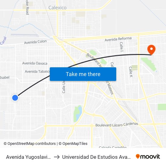 Avenida Yugoslavia / Avenida España to Universidad De Estudios Avanzados Campus Cuauhtemoc map