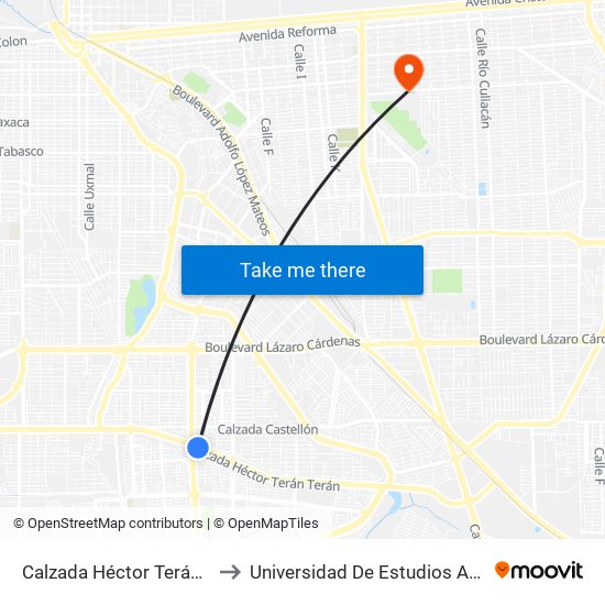 Calzada Héctor Terán Terán / Calzada Anáhuac to Universidad De Estudios Avanzados Campus Cuauhtemoc map