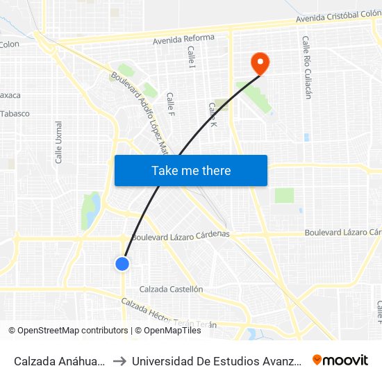 Calzada Anáhuac / Islas Hawaii to Universidad De Estudios Avanzados Campus Cuauhtemoc map
