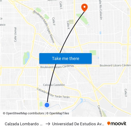 Calzada Lombardo Toledano / Boxeadores to Universidad De Estudios Avanzados Campus Cuauhtemoc map