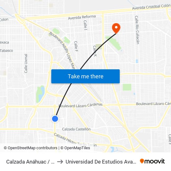Calzada Anáhuac / Avenida Pontevedra to Universidad De Estudios Avanzados Campus Cuauhtemoc map