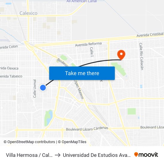 Villa Hermosa / Calzada Independencia to Universidad De Estudios Avanzados Campus Cuauhtemoc map