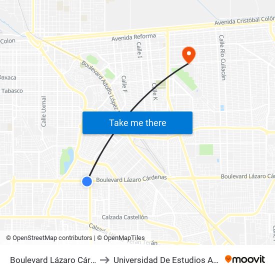 Boulevard Lázaro Cárdenas / Calzada Anáhuac to Universidad De Estudios Avanzados Campus Cuauhtemoc map