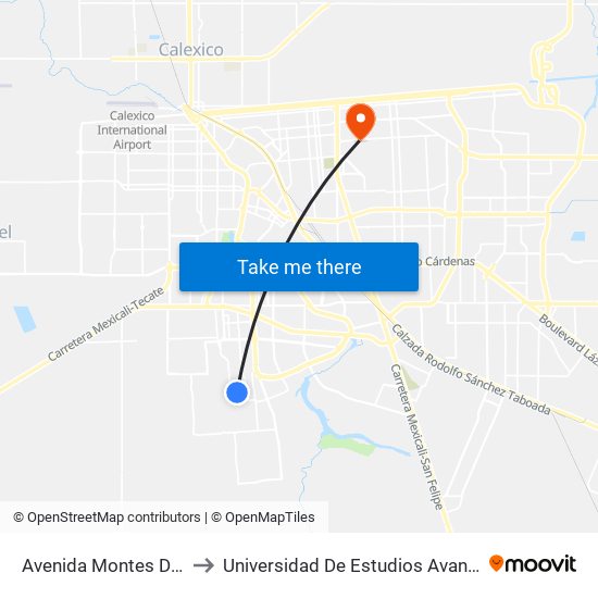Avenida Montes De Toledo / Carreña to Universidad De Estudios Avanzados Campus Cuauhtemoc map