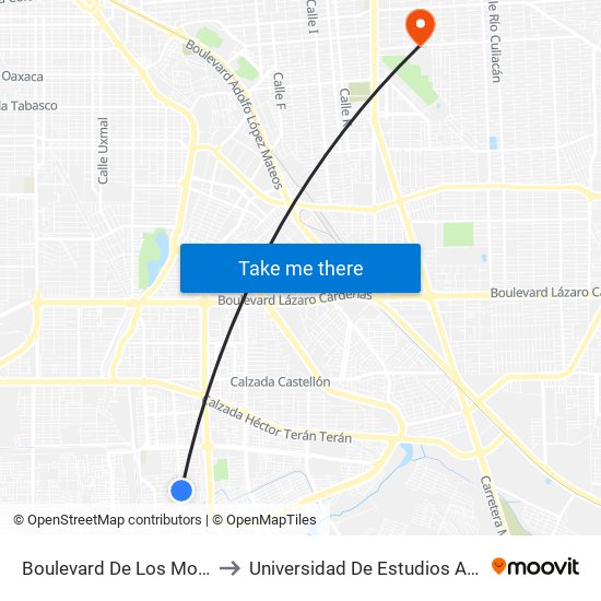 Boulevard De Los Monarcas / De Los Doblones to Universidad De Estudios Avanzados Campus Cuauhtemoc map