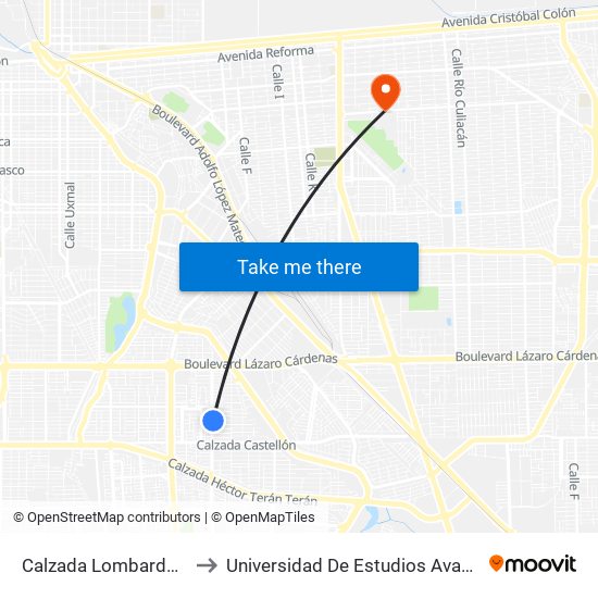 Calzada Lombardo Toledano / Burgos to Universidad De Estudios Avanzados Campus Cuauhtemoc map