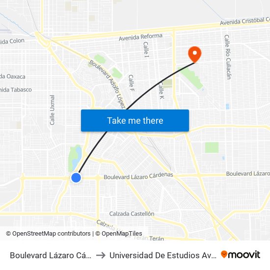 Boulevard Lázaro Cárdenas / Lago Bagueolo to Universidad De Estudios Avanzados Campus Cuauhtemoc map
