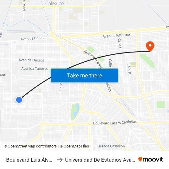 Boulevard Luis Álvarez / Jordania Norte to Universidad De Estudios Avanzados Campus Cuauhtemoc map