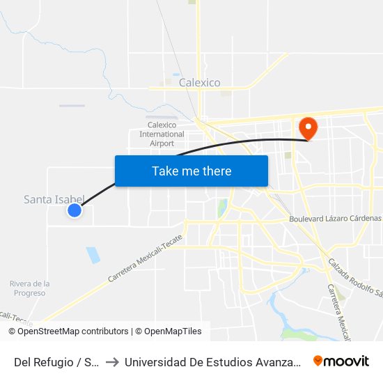 Del Refugio / Santa Dolores to Universidad De Estudios Avanzados Campus Cuauhtemoc map