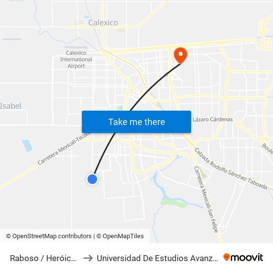 Raboso / Heróico Colegio Militar to Universidad De Estudios Avanzados Campus Cuauhtemoc map