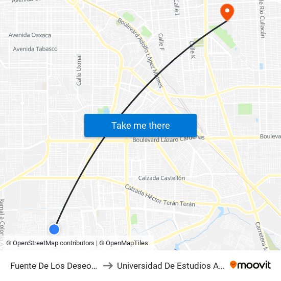 Fuente De Los Deseos / Fuente De Los Tritones to Universidad De Estudios Avanzados Campus Cuauhtemoc map