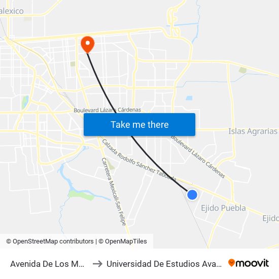 Avenida De Los Mosaicos / Chiquihuite to Universidad De Estudios Avanzados Campus Cuauhtemoc map