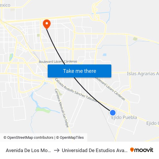 Avenida De Los Mosaicos / Tlaxcaltecas to Universidad De Estudios Avanzados Campus Cuauhtemoc map