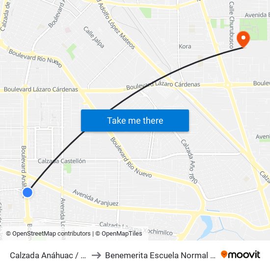 Calzada Anáhuac / Laguna Azul Oeste to Benemerita Escuela Normal Urbana Federal Fronteriza map