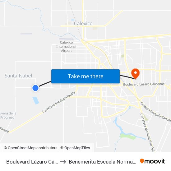 Boulevard Lázaro Cárdenas / San Ramón to Benemerita Escuela Normal Urbana Federal Fronteriza map
