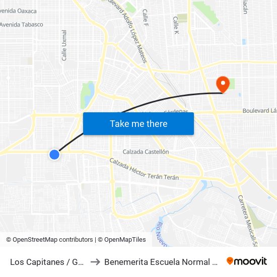 Los Capitanes / General Argumedo to Benemerita Escuela Normal Urbana Federal Fronteriza map