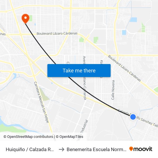 Huiquiño / Calzada Rodolfo Sánchez Taboada to Benemerita Escuela Normal Urbana Federal Fronteriza map