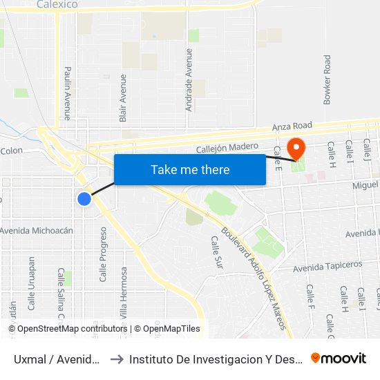 Uxmal / Avenida Durango to Instituto De Investigacion Y Desarrollo Educativo map