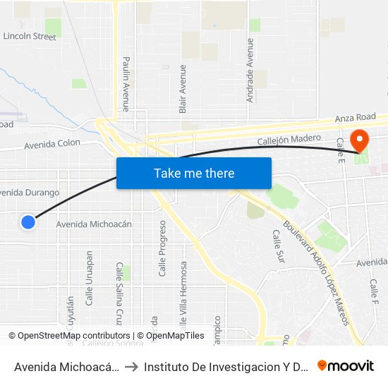 Avenida Michoacán / Mazatlán to Instituto De Investigacion Y Desarrollo Educativo map