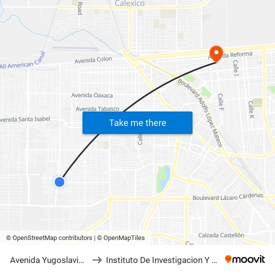 Avenida Yugoslavia / Universidad to Instituto De Investigacion Y Desarrollo Educativo map