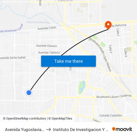 Avenida Yugoslavia / Veterinarios to Instituto De Investigacion Y Desarrollo Educativo map