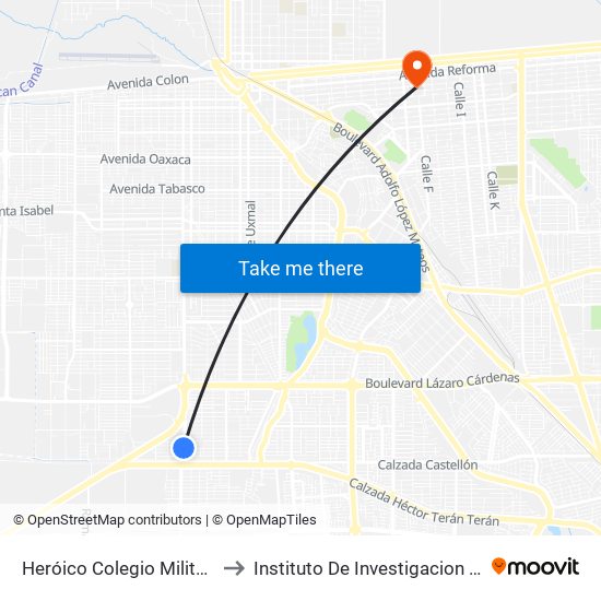 Heróico Colegio Militar / Ciudad Jiménez to Instituto De Investigacion Y Desarrollo Educativo map