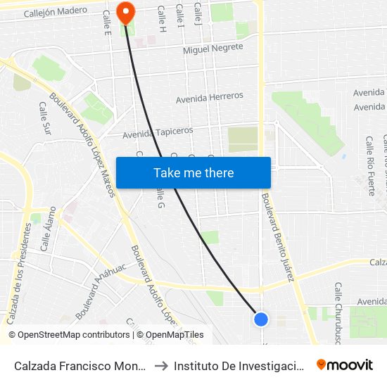 Calzada Francisco Montejano / Jesús Solórzano to Instituto De Investigacion Y Desarrollo Educativo map