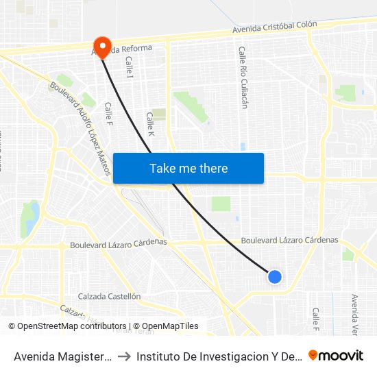 Avenida Magisterio / Tercera to Instituto De Investigacion Y Desarrollo Educativo map