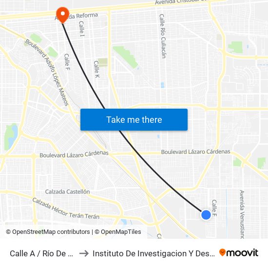 Calle A / Río De Las Cañas to Instituto De Investigacion Y Desarrollo Educativo map