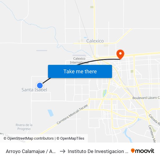 Arroyo Calamajue / Avenida El Portezuelo to Instituto De Investigacion Y Desarrollo Educativo map