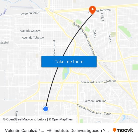 Valentín Canalizó / Los Coroneles to Instituto De Investigacion Y Desarrollo Educativo map