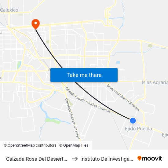 Calzada Rosa Del Desierto / Boulevard Sánchez Taboada to Instituto De Investigacion Y Desarrollo Educativo map