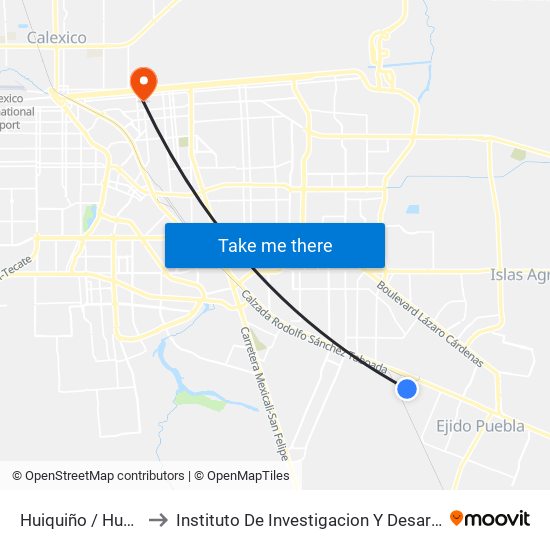 Huiquiño / Huazontles to Instituto De Investigacion Y Desarrollo Educativo map