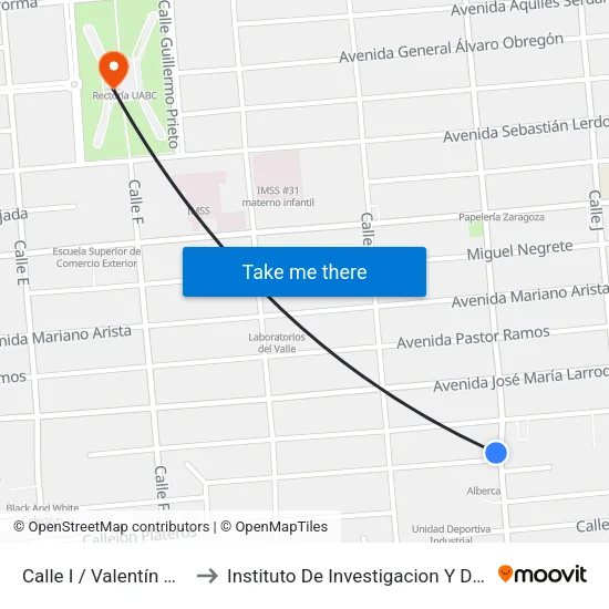 Calle I / Valentín Gómez Farías to Instituto De Investigacion Y Desarrollo Educativo map