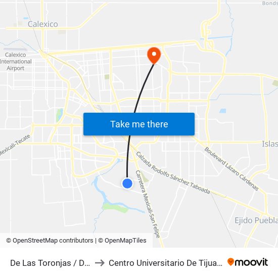 De Las Toronjas / De Los Limones to Centro Universitario De Tijuana Campus Mexicali map