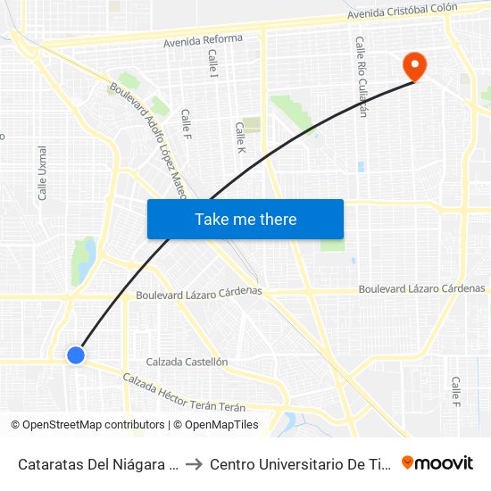 Cataratas Del Niágara / Avenida Isla Malta to Centro Universitario De Tijuana Campus Mexicali map